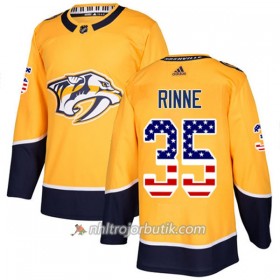 Män Ishockey Nashville Predators Tröja Pekka Rinne 35 Adidas 2017-2018 Guld USA Flag Fashion Authentic